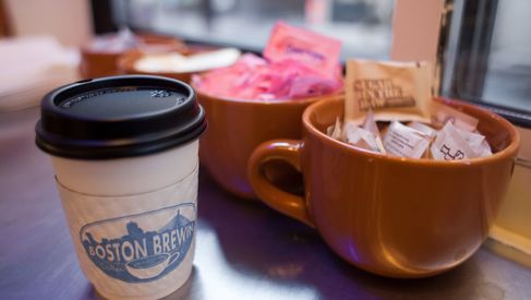 Boston Brewin cup of coffee